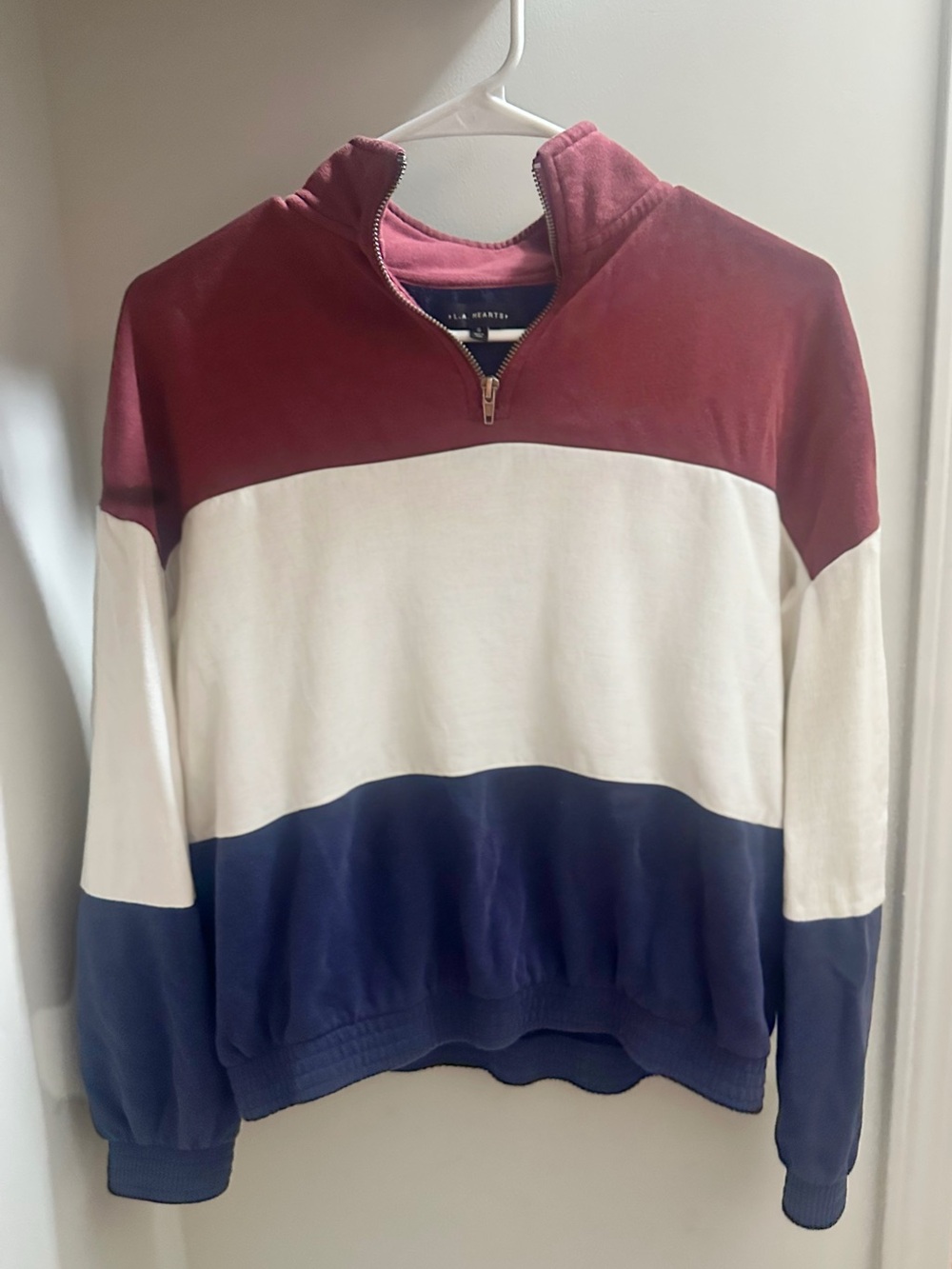 Pacsun Colorblock Quarter-Zip Pullover - Burgundy, White & Navy